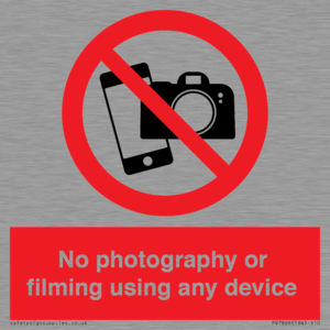 No photography or filming using any device